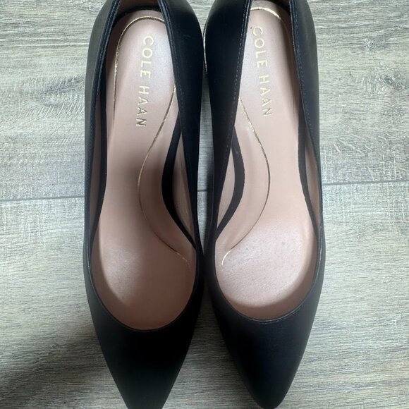 Cole Haan Cassandra Black Leather Block Heel Pump Women's Size 8 - Picture 2 of 6